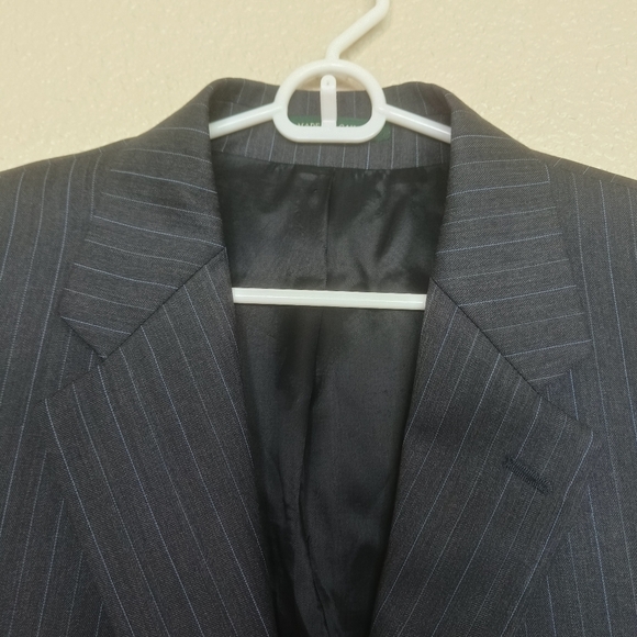 LAUREN RALPH LAUREN Navy Blue White Stripes Dress blazer Sz 40S Wool Mens Button - Picture 4 of 13